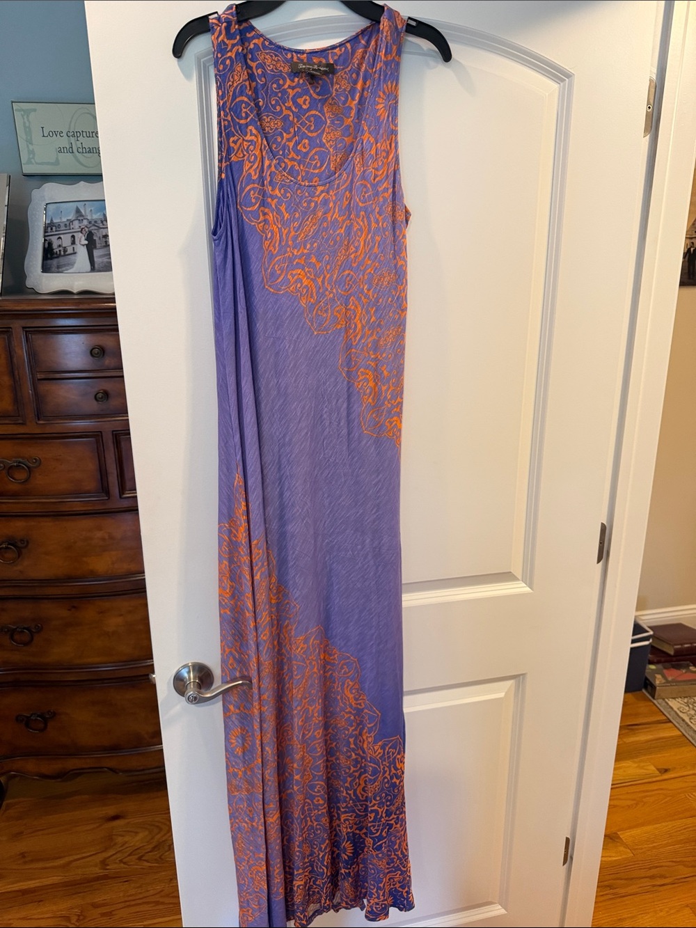 Tommy Bahama Purple Maxi Dress with Orange Paisley Print